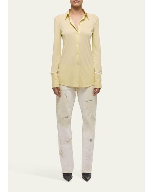 Helmut Lang Yellow Button-front Jersey Shirt