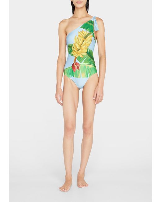 FARM Rio Fresh Bananas Asymmetric One piece Swimsuit In Green Lyst