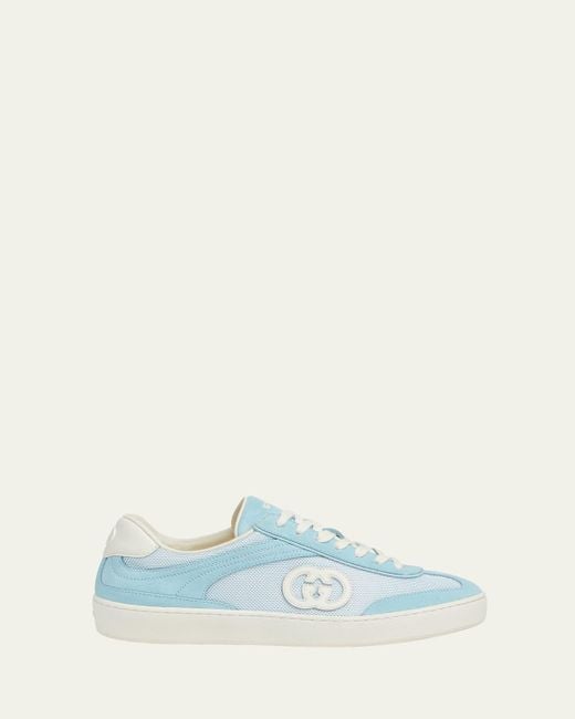 Gucci Blue G75 Suede And Leather Sneakers