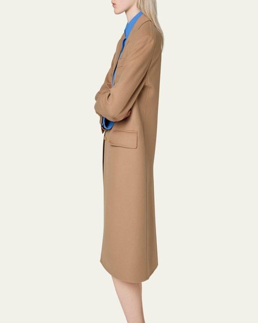 Miu Miu Natural Single-Breasted Cashmere Trench Coat