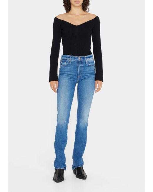 Mother Blue The Double Insider Heel High Rise Bootcut Jeans