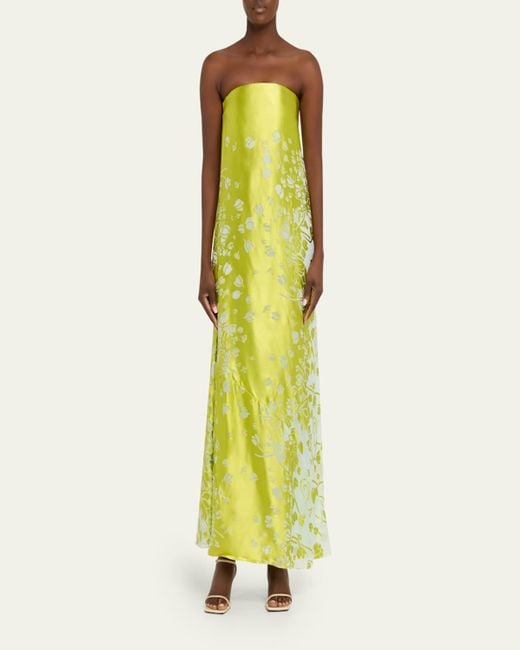 Christopher Esber Yellow Strapless Burnout Maxi Dress