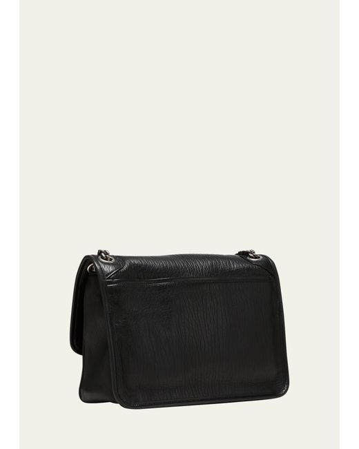 Saint Laurent Black Niki Medium Flap Ysl Shoulder Bag In Leather