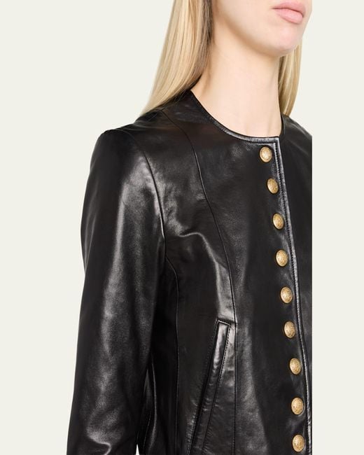 R13 Black Front-Snap Leather Jacket