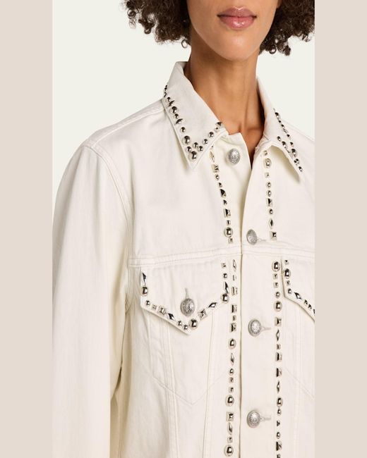 R13 Natural Shrunken Studdded Denim Jacket