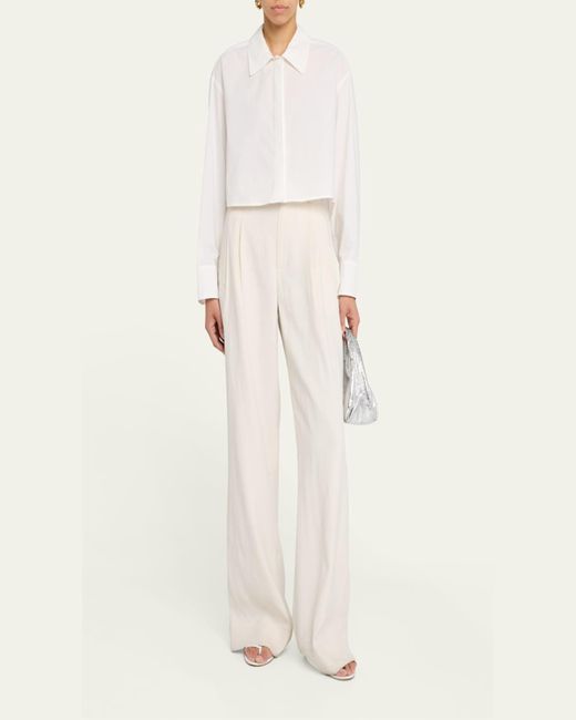 A.L.C. Natural Maude Cropped Button-Front Top