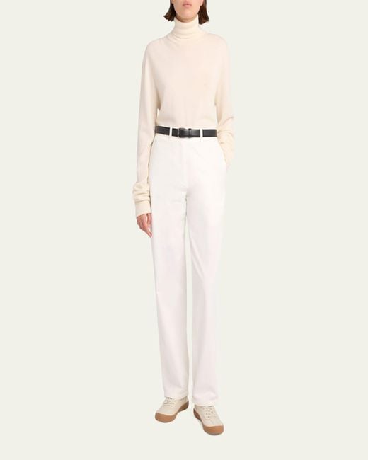 The Row Natural Lizzy Cashmere Turtleneck Sweater