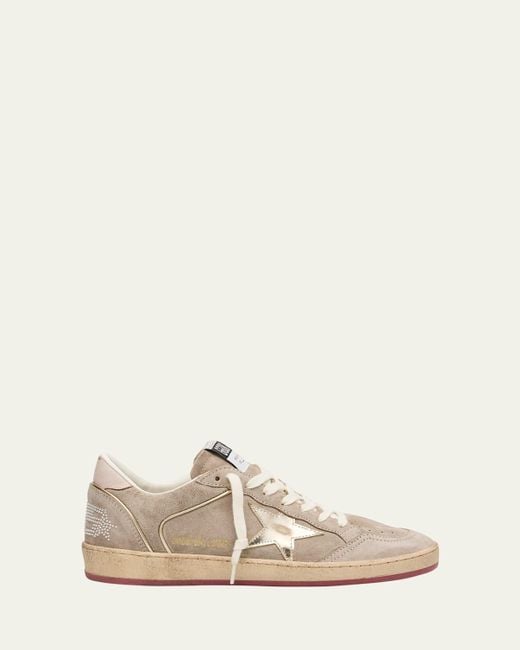 Golden Goose Deluxe Brand Natural Ball Star Mixed Leather Low-Top Sneakers With Bead Lettering