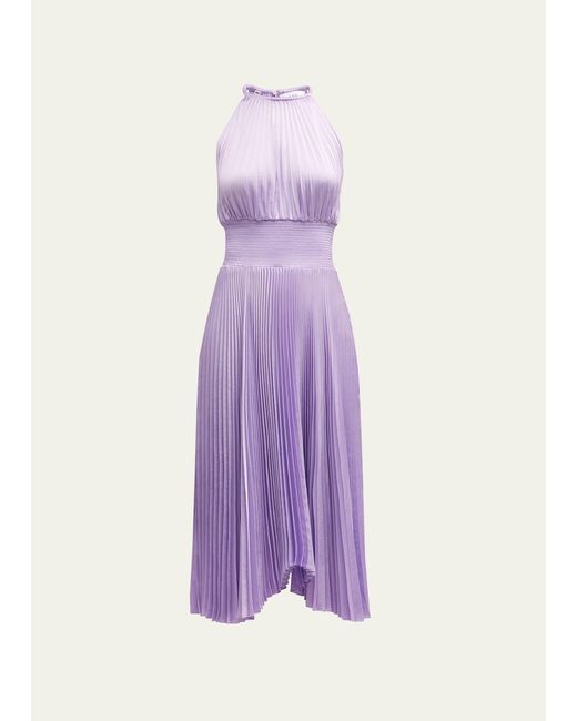 A.L.C. Purple Renzo Ii Sleeveless Pleated Midi Dress