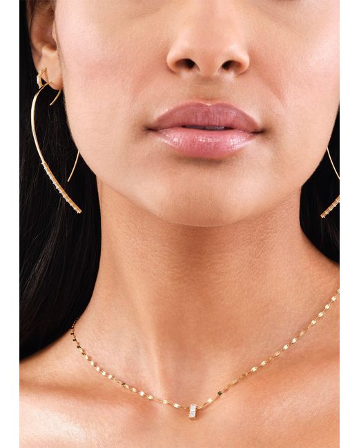 Lana Jewelry Natural 14k Yellow Gold Baguette Diamond Flat Hooked On Hoop Earrings