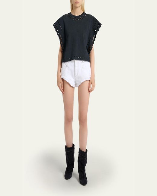 Isabel Marant Black Odyle Eyelet Embroidered Ruffle Blouse