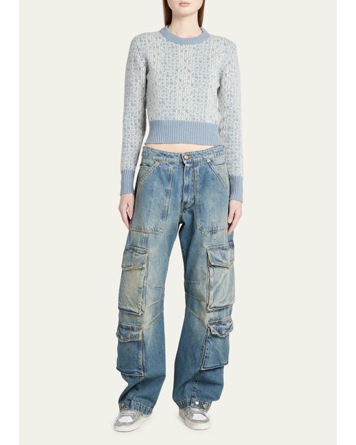 Golden Goose Deluxe Brand Blue Low-rise Wide-leg Cargo Jeans