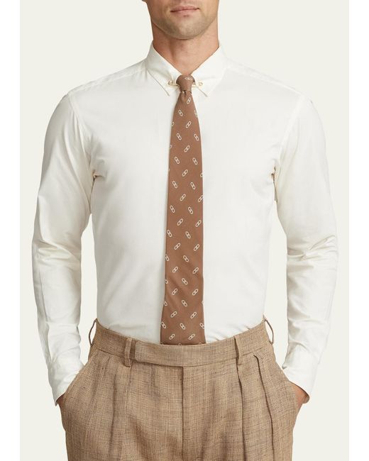 Ralph Lauren Brown Linked Ovals Silk Tie for men