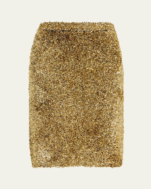 Zankov Natural Moro Metallic Textured Pencil Skirt