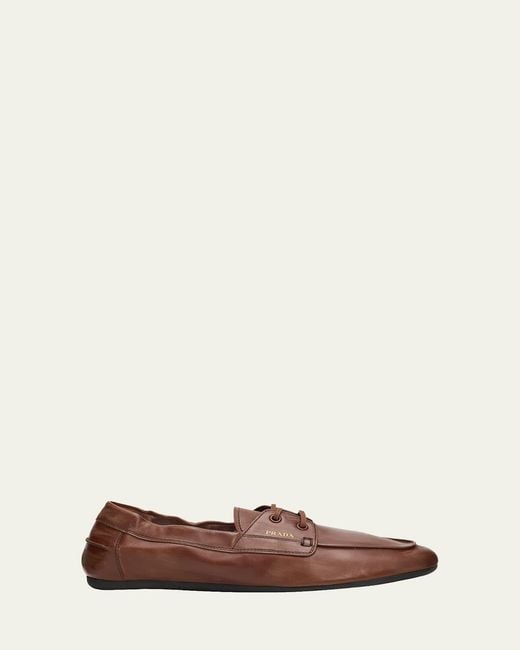 Prada Brown Leather Driver Loafers