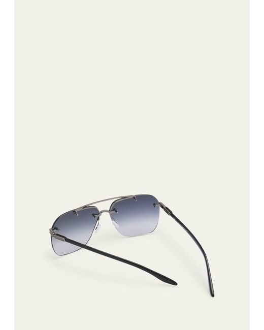 Barton Perreira Blue Daniel Rimless Aviator Sunglasses for men