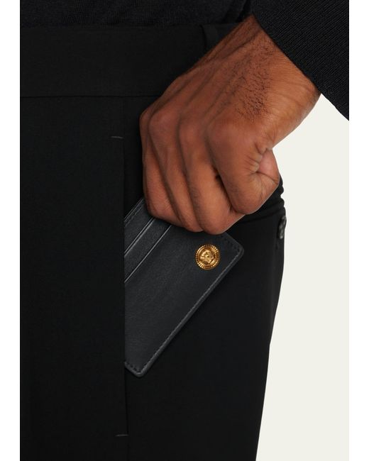 Versace Black Vitello Medusa Head Leather Card Holder for men