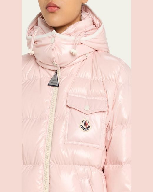 Moncler Pink Andro Hooded Short Down Jacket