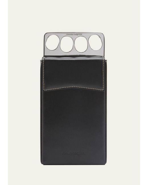 Alexander McQueen Black The Grip Leather Phone Case for men