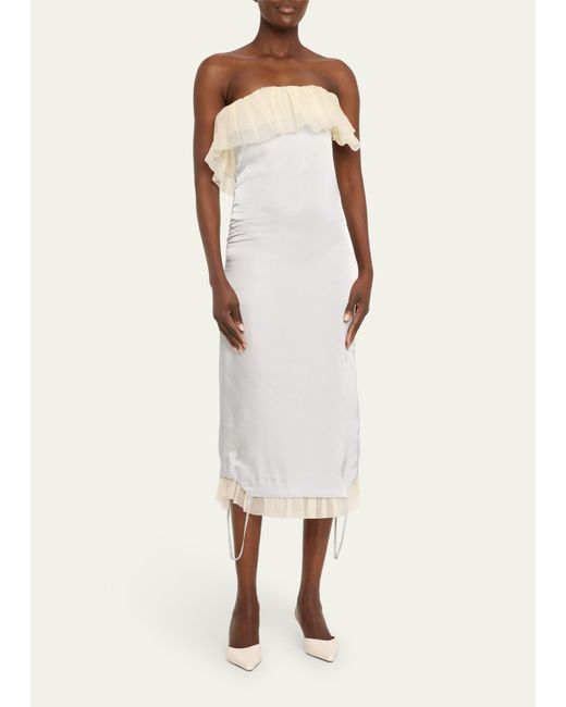 Off-White c/o Virgil Abloh White Strapless Fluid Upside-down Midi Dress