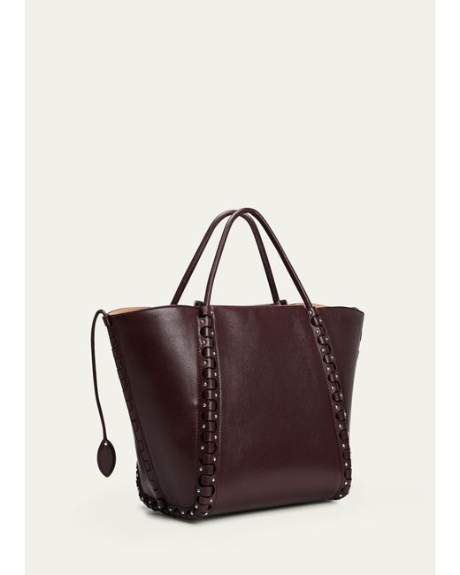 Alaïa Brown Le Hinge Small Studded Leather Tote Bag