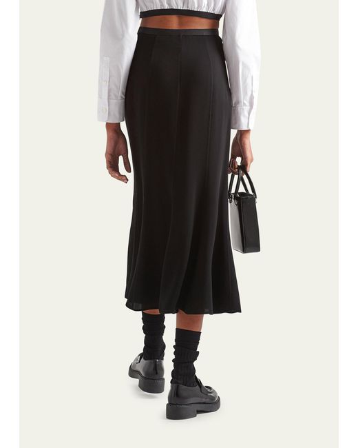 Prada Black Crepe Midi Skirt