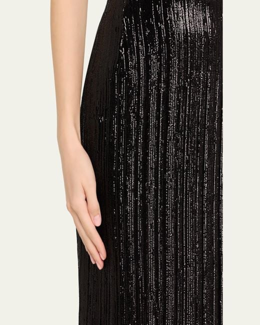 Prabal Gurung Black Sequined Plisse Pencil Skirt