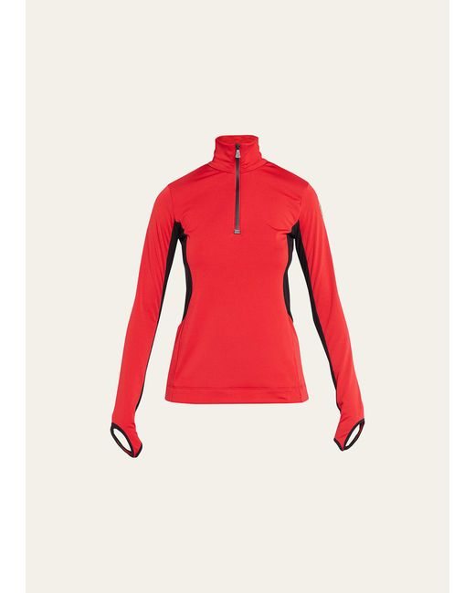 3 MONCLER GRENOBLE Red Half-zip Pullover Sweater