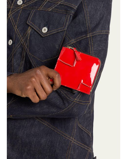 Comme des Garçons Red Reversed Hem Patent Zip Wallet for men