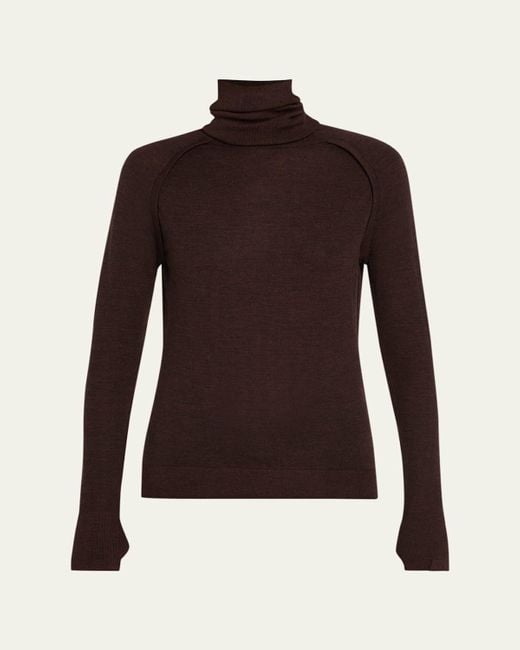 Victoria Beckham Brown Turtleneck Raglan Long-Sleeve Sweater