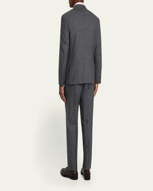Zegna Gray Textured Wool Suit for men