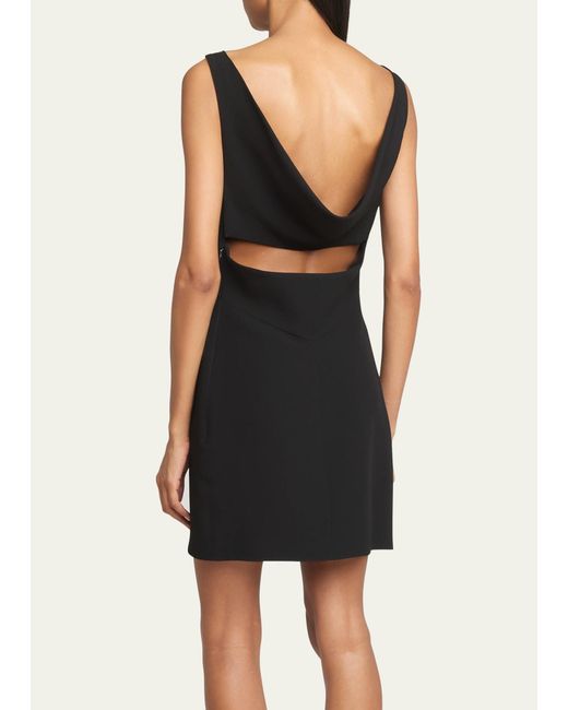 Givenchy Black Draped-back Boatneck Sleeveless Mini Dress