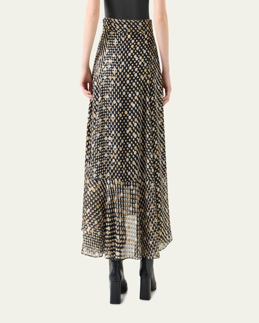 Akris Punto Multicolor Polka Dot Devore Crepe Georgette Midi Boho Skirt