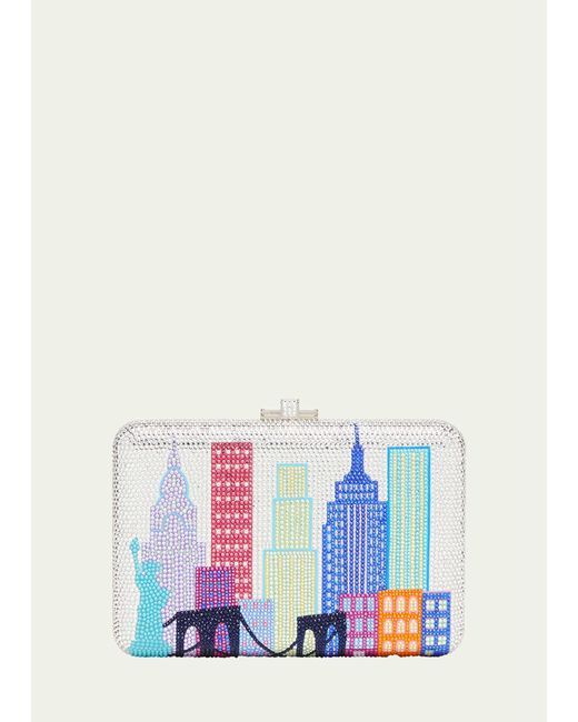 Judith Leiber Blue New York Skyline Crystal Clutch Bag