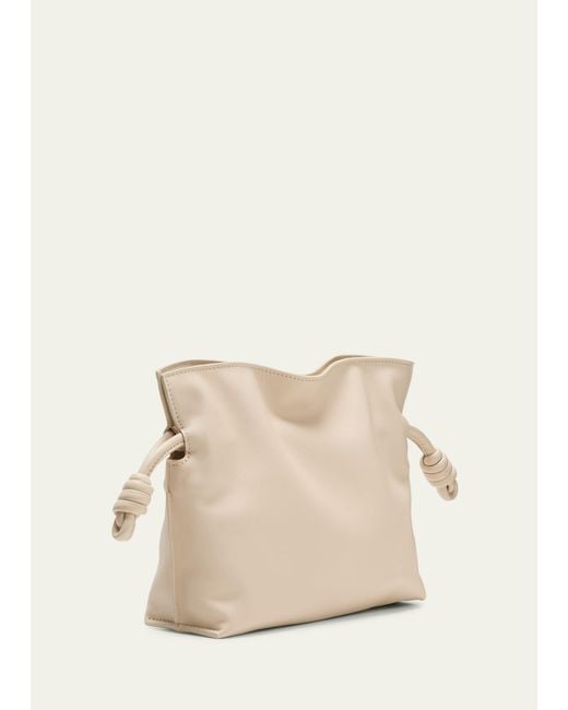 Loewe Natural Flamenco Mini Clutch Bag In Napa Leather With Golden Foil Anagram