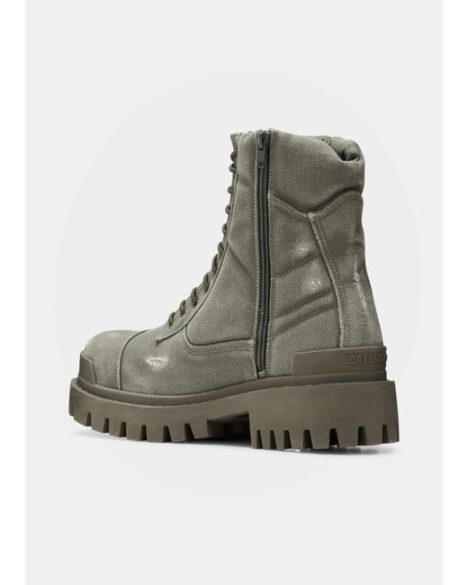 Balenciaga Green Strike Bootie Lace-up Canvas Ankle Boots for men