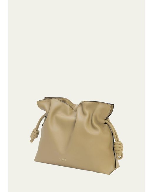 Loewe Natural Flamenco Clutch Bag In Napa Leather With Golden Foil Anagram