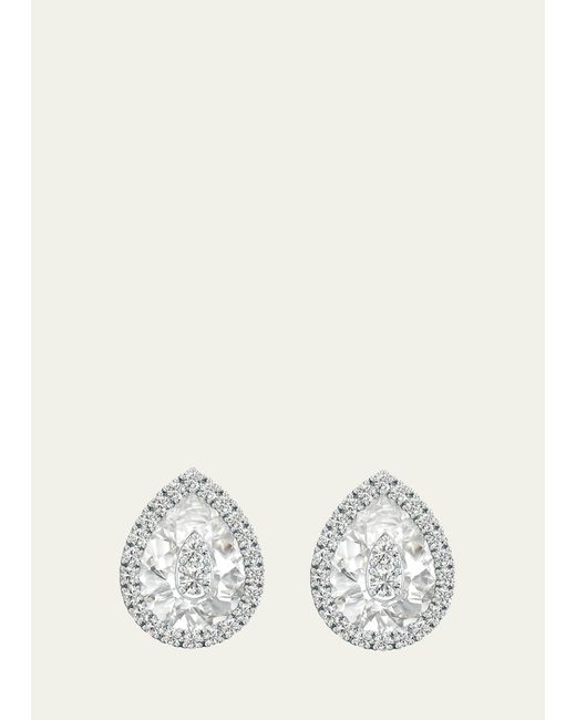 Bhansali White One Collection Mini Pear-shape Earrings With Diamond Halo