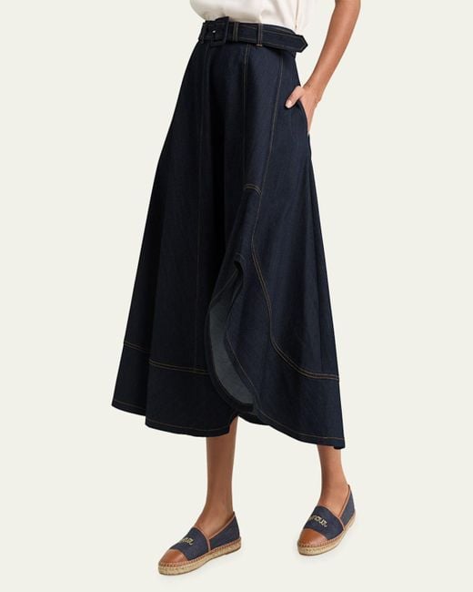 Cinq À Sept Blue Zelda Denim Midi Skirt
