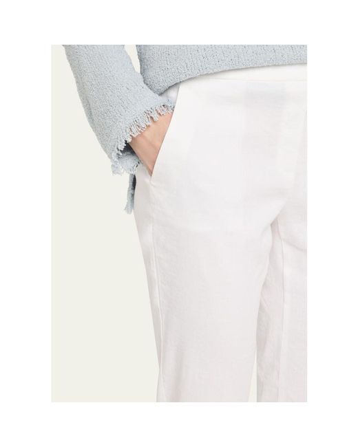 Theory White Treeca Cropped Slim Pull-On Pants