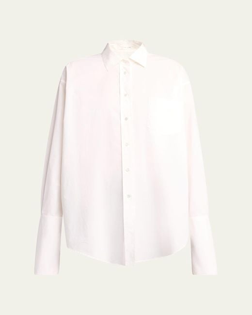 The Row White Ment Poplin Button-Down Shirt