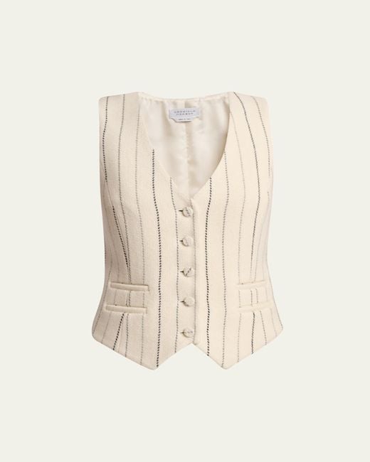 Gabriela Hearst Natural Coleridge Wool Cashmere Pinstripe Vest