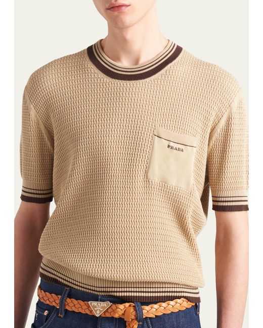 Prada Natural Superfine Cotton-silk Sweater for men