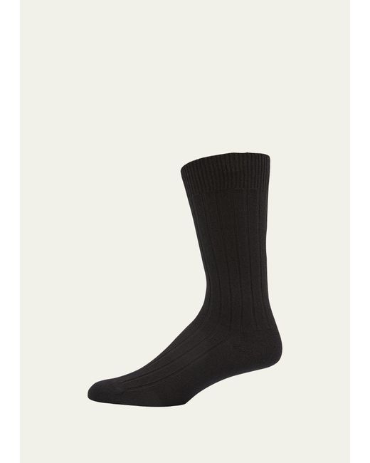 Bresciani Black Cashmere Mid-calf Socks for men