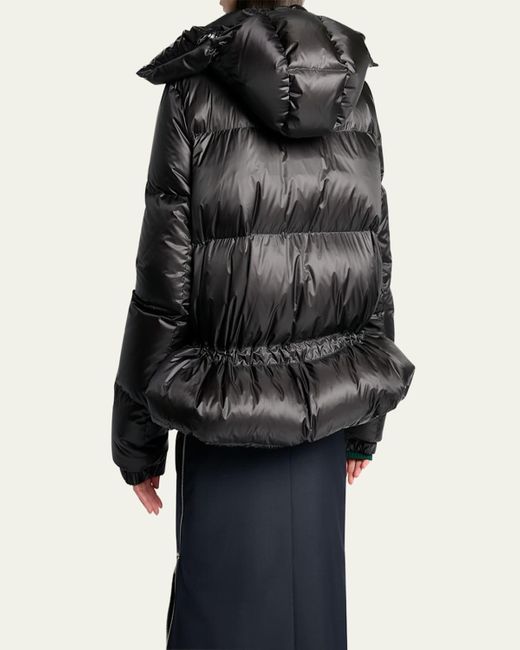Sacai Black Puffer Jacket With Detachable Hood