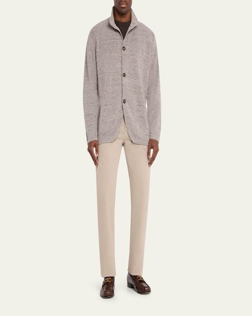 Kiton Gray Linen Blend Jacket for men