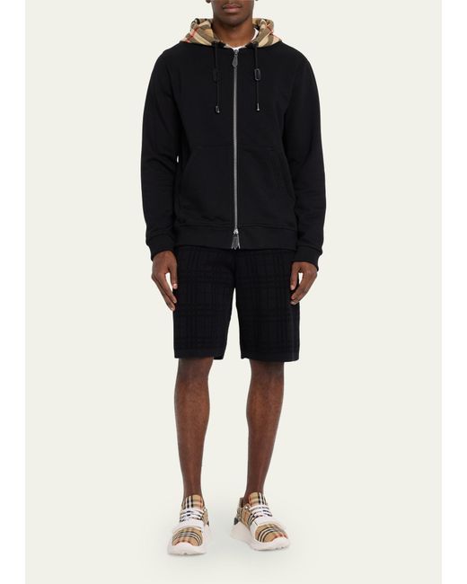 Burberry Black Samuel Full-zip Check Hoodie for men