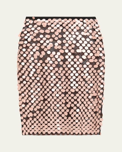 Zankov Women's Orange Yumi Sequined Mesh Skirt