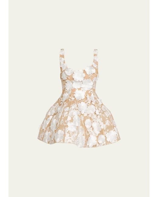 Bronx and Banco Natural Jasmine Floral Applique Fit-&-flare Mini Dress