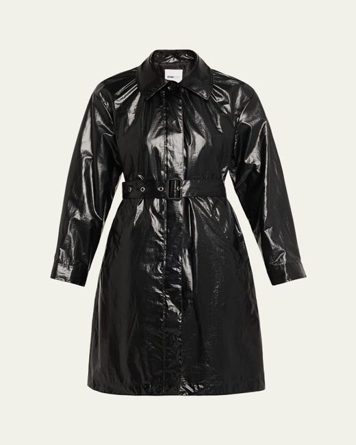 Jane Post Black Single-Breasted Trench Coat